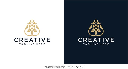 Abstract wellness tree logo icon vector template.