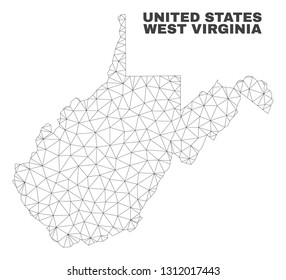Abstract West Virginia State map isolated on a white background. Triangular mesh model in black color of West Virginia State map. Polygonal geographic scheme designed for political illustrations.