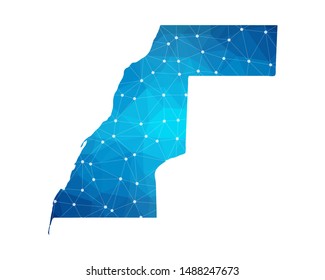 Abstract Western Sahara Map geometric rumpled triangular low poly style gradient graphic on white background , line dots polygonal design for your . Vector illustration eps 10