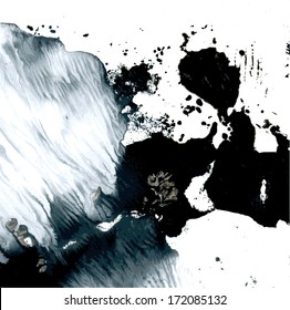 Abstract wet black and white vector monotypy