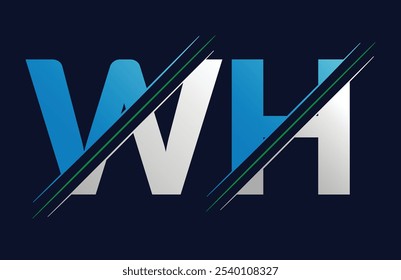 Modelo de design de logotipo de letra WH abstrato. Ilustração de logotipo de vetor.