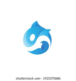 Abstract Whale Dolphin Tail Logo