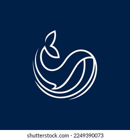 abstract whale logo design vector