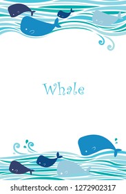 Abstract Whale and ocean wave vector background for decoration on summer festival.