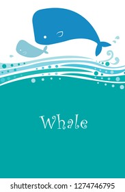 Abstract Whale and ocean wave vector background for decoration on summer festival.