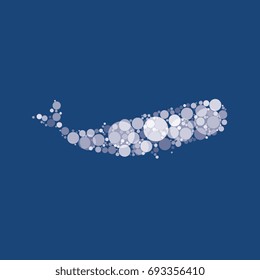 abstract whale silhouette filled with circles of different sizes and shades of color