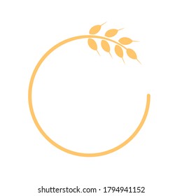 Abstract wheat ear in circle shape isolated on a white background vector . Flat design for label or logo.
