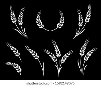 abstract wheat ears icon logo food set