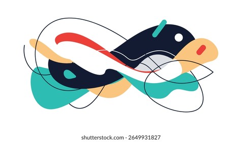 Criatura caprichosa abstrata com formas fluidas e cores vibrantes