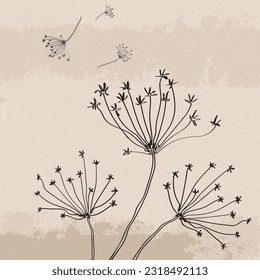 Abstract whimsical floral grunge illustration 