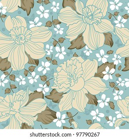 Abstract Whimsical floral seamless pattern. Beautiful flower vector illustration texture