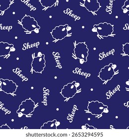 Abstrato Whimsical Salto Ovelha Linha Art Padrão. Ideal para a criação de produtos divertidos, tais como roupas, artigos de papelaria, papéis de parede e artigos de decoração de casa para animais temáticos, desenhos modernos.