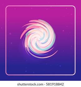 Abstract whirl logo of a planet in the form of a starry sky or space. Globe vector logotype. As sign, symbol, web, label. Vector illustration.