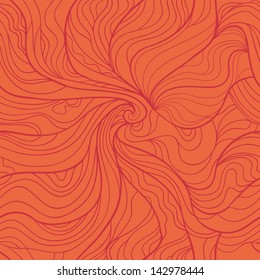 Abstract whirlpool vector seamless pattern in red tints.