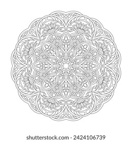 Abstract Whirlwind Mandala Coloring Book Page for kdp Book Interior. Peaceful Petals, Ability to Relax, Brain Experiences, Harmonious Haven, Peaceful Portraits, Blossoming Beauty mandala design.