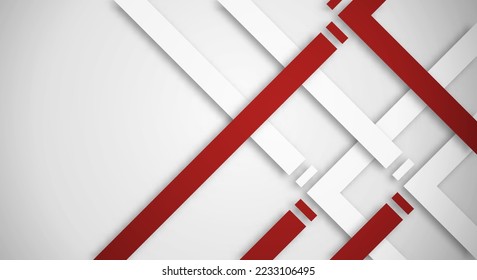 Abstract White 3D Background with Red and White Lines Paper Cut Style Textured. Usable for Decorative web layout, Poster, Banner, Corporate Brochure and Seminar Template Design