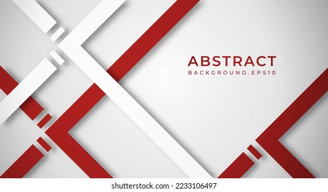 Resumen de fondo blanco 3D con estilo de corte de papel de líneas rojas y blancas texturado. Usable para diseño web decorativo, póster, banner, folleto corporativo y diseño de plantillas de seminarios