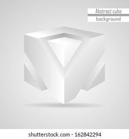 abstract white 3d cube vector