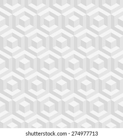 Abstract white 3d geometric seamless cube pattern. Vector illustration.
