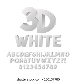 Abstract White 3D Plastic Alphabet and Numbers, Eps 10 Vector