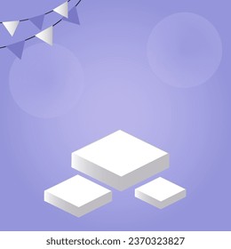 Abstract white 3D podium. Minimal purple scene for product display presentation. Vector geometric platform. Stage for showcase.