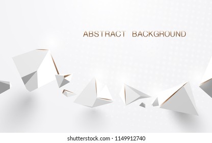Abstract white 3d pyramids background. Vector illustration