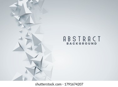 Abstract white 3d pyramids chaotic wave background. Vector illustration.