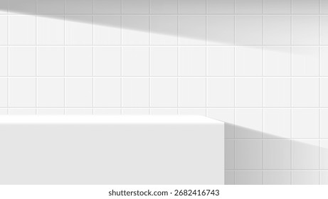 abstrakter weißer 3D-Raum mit Licht und Schatten auf Wandhintergrund. ideal für einfache Produktpräsentation