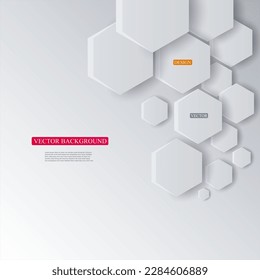 Abstract white 3d shapes with shadows and text. Vector illustration.