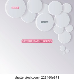 Abstract white 3d shapes with shadows and text. Vector illustration.