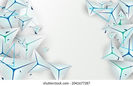 Abstract white 3D Triangle Shapes Background. Illustration Vector design digital technology concept.