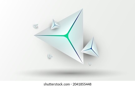 Resumen de fondo de formas triangulares 3D blancas. Concepto de tecnología digital de diseño de vectores de ilustración.