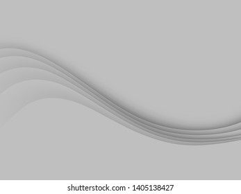Abstract white 3D wavy wave background with shadow and place for your text.