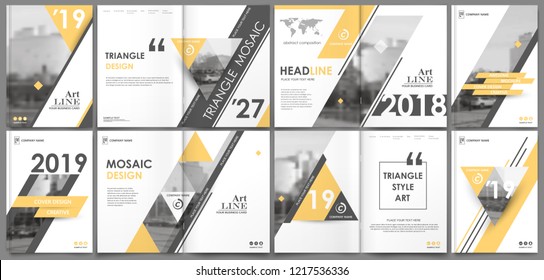 Abstract white a4 brochure cover design. Fancy info banner frame. Modern ad flyer text. Annual report binder. Title sheet model set. Fancy vector front page. City font blurb art. Yellow line figure 