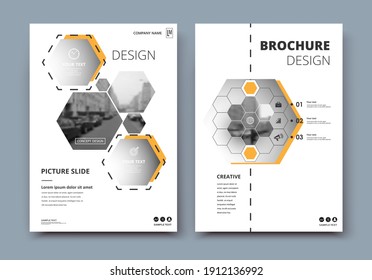 Abstract white a4 brochure cover design. Fancy info banner frame. Modern ad flyer text. Annual report binder. Title sheet model set. Fancy vector front page. City font blurb art. Yellow line figure