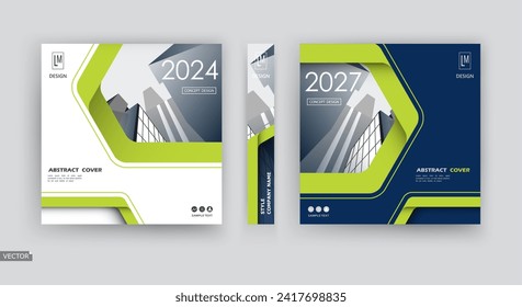 Abstract white a4 brochure cover design. Fancy info banner frame. Modern ad flyer text. Annual report binder. Title sheet model set. Fancy vector front page. City font blurb art. Green line figure