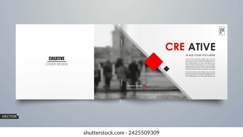 Abstract white a4 brochure cover design. Fancy info banner frame. Modern ad flyer text. Annual report binder. Title sheet model set. Fancy vector front page. City font blurb art. Red line figure