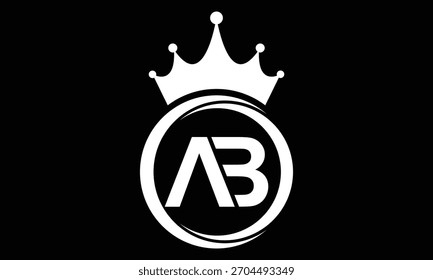 Logotipo abstracto blanco de la letra de la corona del AB.