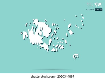 Resumen del mapa blanco de las islas Aland y sombra negra sobre el vector de fondo verde.
