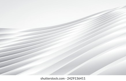 Abstract White Architecture Curved Shapes Background.
Futuristic curvy landscape. 3D metal striped pattern. Silver chrome lines, modern stripes background. Futuristic Building design. Vector EPS10.