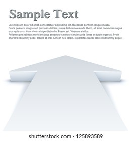 Abstract White Arrow Pointing Straight Ahead Business Vector Background With Copy Space.