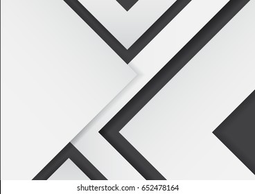 Abstract white arrows on black background with paper art style.For business template.Vector illustration.