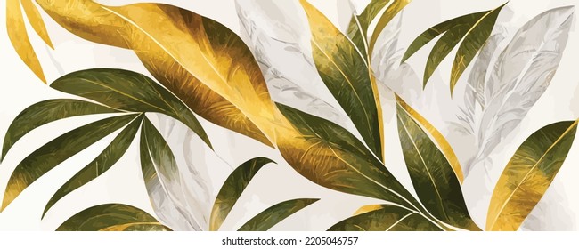 abstract white art background with tropical leaves