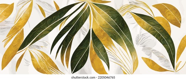 abstract white art background with tropical leaves