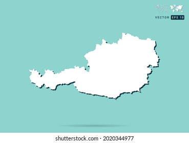 Resumen del mapa blanco austríaco y sombra negra sobre el vector de fondo verde.