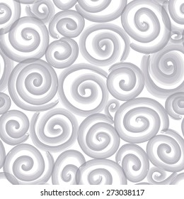 Abstract white background in 1960s style. Geometric lined seamless pattern. Black and white spiral texture
