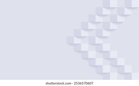 Fundo branco abstrato com linhas de seta de padrão geométrico 3d. Vetor ilustração azulejos de parede mosaico textura tridimensional com espaço de cópia