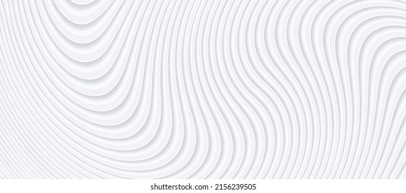 Abstract white background with 3D lines pattern,  minimal white gray striped background vector illustration for business presentation, architectural minimal white grey neumorphism design.
