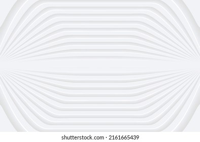 Abstract white background with 3D lines pattern,  minimal white gray striped background vector illustration for business presentation, architectural minimal white grey neumorphism design.
