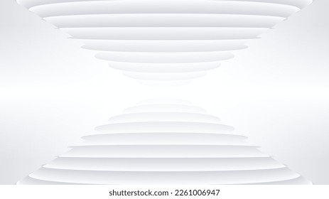 Abstract white background with 3d lines pattern, minimal white gray striped vector background illustration for business presentation, 3d architectural perspective with copy space.